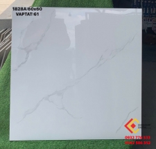 Gạch 60x60 đá bóng kiếng màu trắng vân xám hàng Việt Nam cao cấp