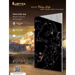 Gạch ốp nền nhà trang trí 60x120 khổ lớn màu đen vân cam hiện đại cao cấp