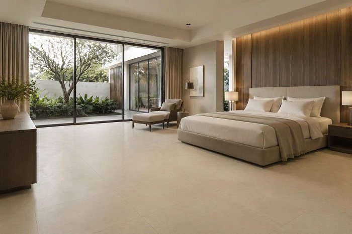 Gạch cao cấp lát nền phòng ngủ villa sang trọng