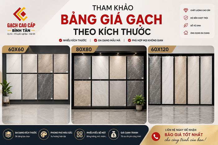 BẢNG GIÁ GẠCH THEO KÍCH THƯỚC TẠI CAO CẤP BÌNH TÂN