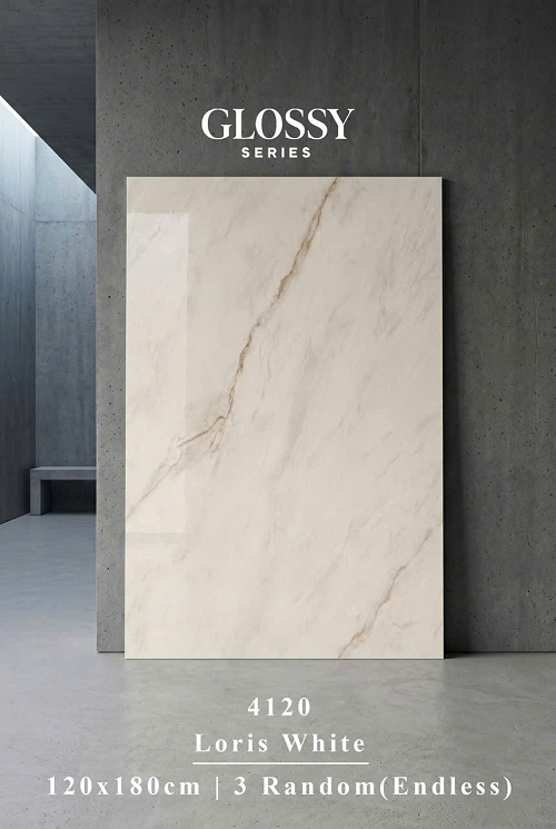 GẠCH 120X180 LORIS WHITE TRẮNG KEM VÂN VÀNG NÂU BÓNG KIẾNG ẤN ĐỘ