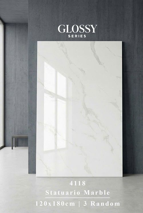 GẠCH 120X180 STATUARIO MARBLE TRẮNG VÂN XÁM BÓNG KIẾNG ẤN ĐỘ