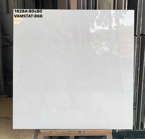 Gạch 80x80 Trắng Xám Vân Mây Bóng Kiếng Trung Quốc
