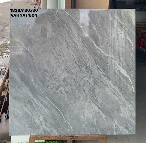 Gạch 80x80 Xám Ghi Đậm Vân Đá Trắng Bóng Kiếng TPHCM