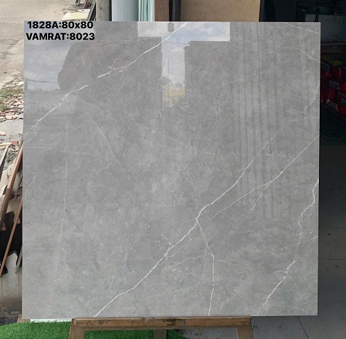 Gạch 80x80 Xám Ghi Vân Trắng Bóng Kiếng