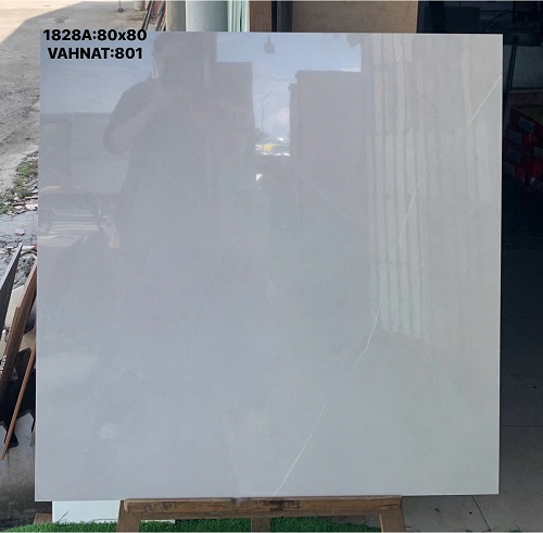 Gạch 80x80 Xám Trắng Vân Chỉ Bóng Kiếng