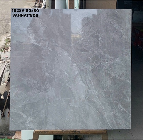 Gạch 80x80 Xám Tro Vân Đá Trắng Bóng Kiếng Bình Tân