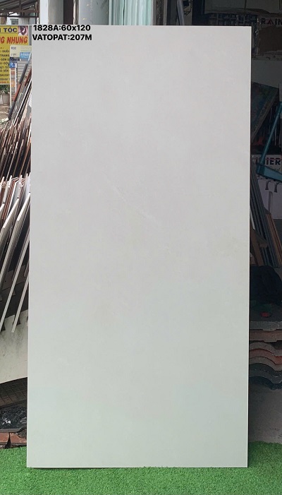 Gạch Khổ Lớn 60x120 Trắng Ngà Trơn Mờ Tối Giản
