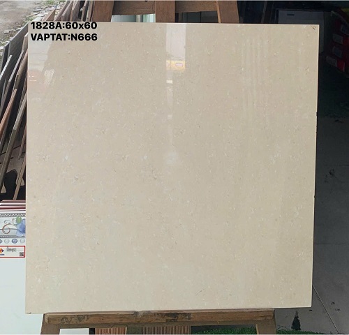 Gạch lát nền 60x60 màu vàng kem bóng vân hạt