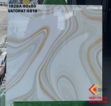 Gạch 80x80 màu trắng vân sóng loang vàng