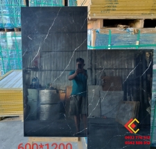 Gạch ốp lát mọi không gian quý phái 60x120 màu đen vân trắng bóng kiếng Ấn Độ