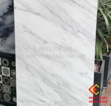 Gạch khổ lớn màu trắng vân xám 80x160 nhập khẩu Ấn Độ giá sale
