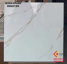 Gạch lát nền 60x60 đá bóng kiếng màu trắng vân đá vàng giá rẻ