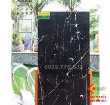 Gạch 60x120 bóng kiếng màu đen vân sọc trắng